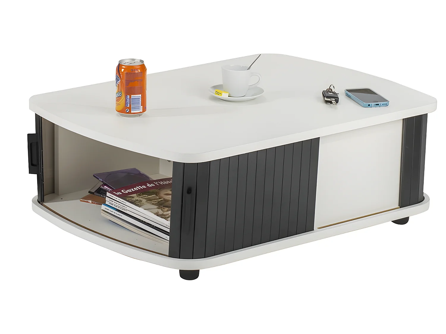 Table Basse Rectangle 80 cm Blanche - Coloris: Noir