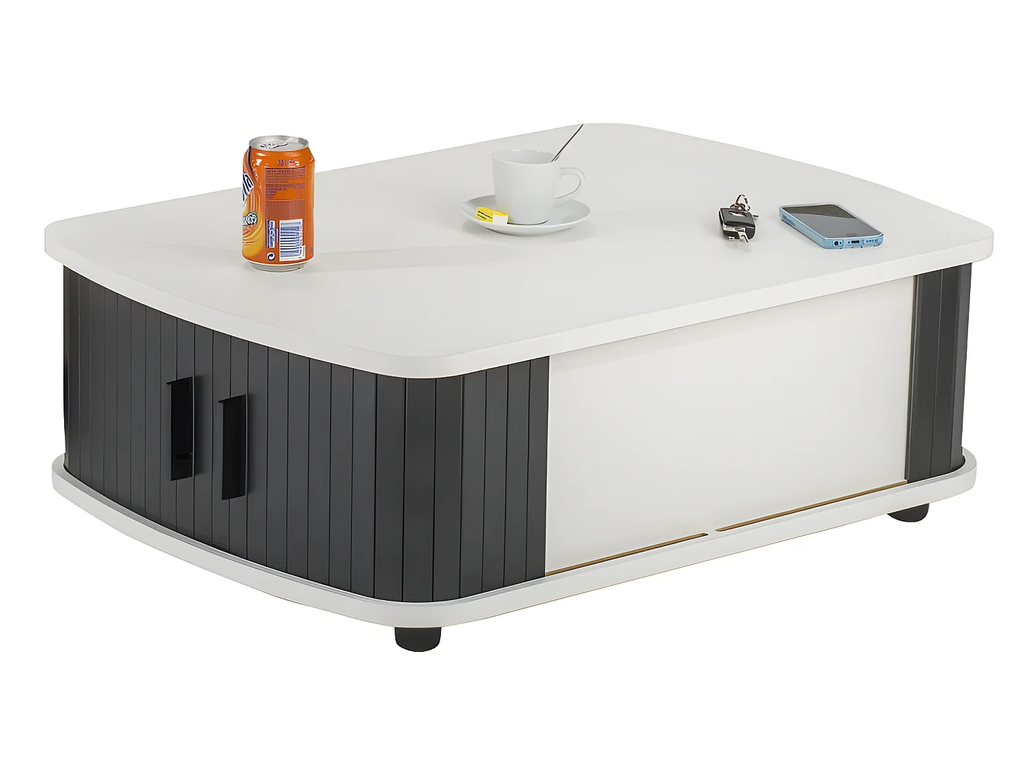 Table Basse Rectangle 80 cm Blanche - Coloris: Noir