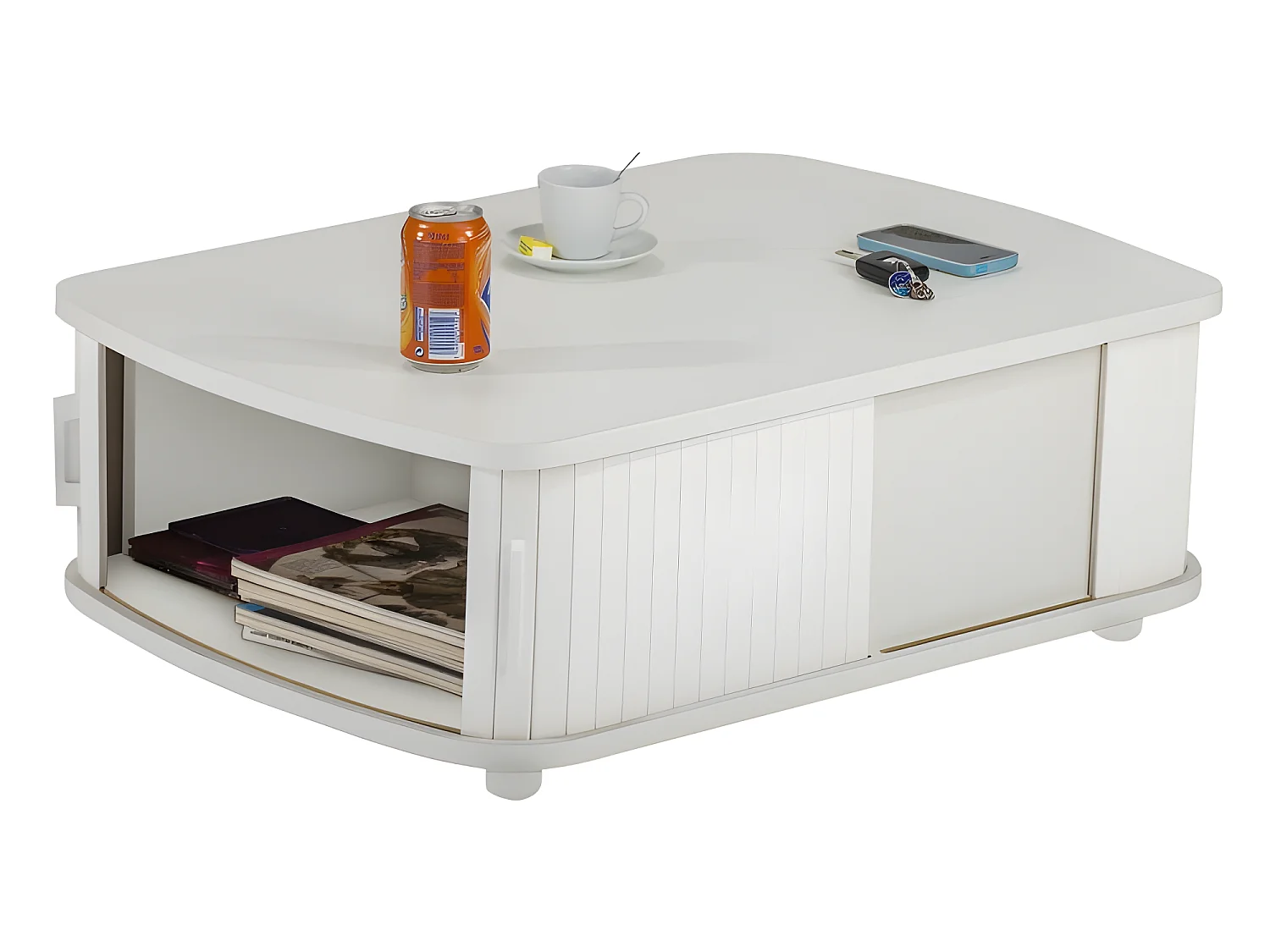 Table Basse Rectangle 80 cm Blanche - Coloris: Blanc