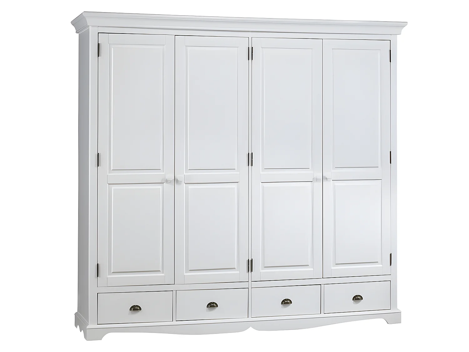Chambre Complète Blanche Style Anglais Lit 140 cm Armoire et Chevet