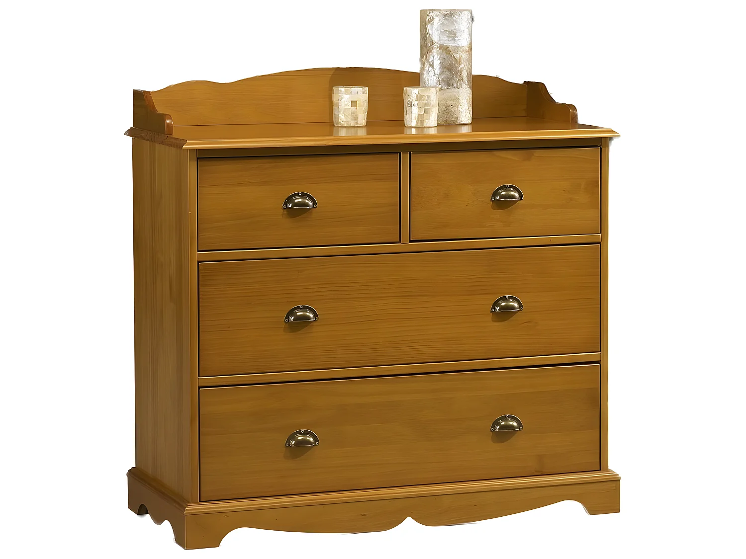 Chambre Enfant Pin Miel Lit 90 + Armoire + Commode