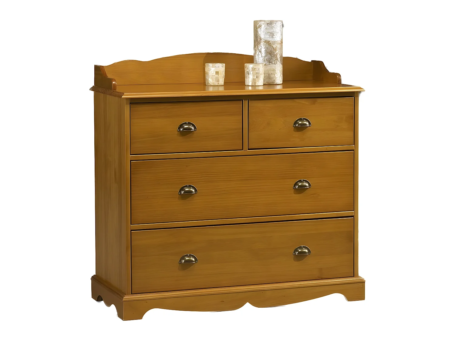 Chambre Enfant Pin Miel Lit 90 + Armoire + Commode