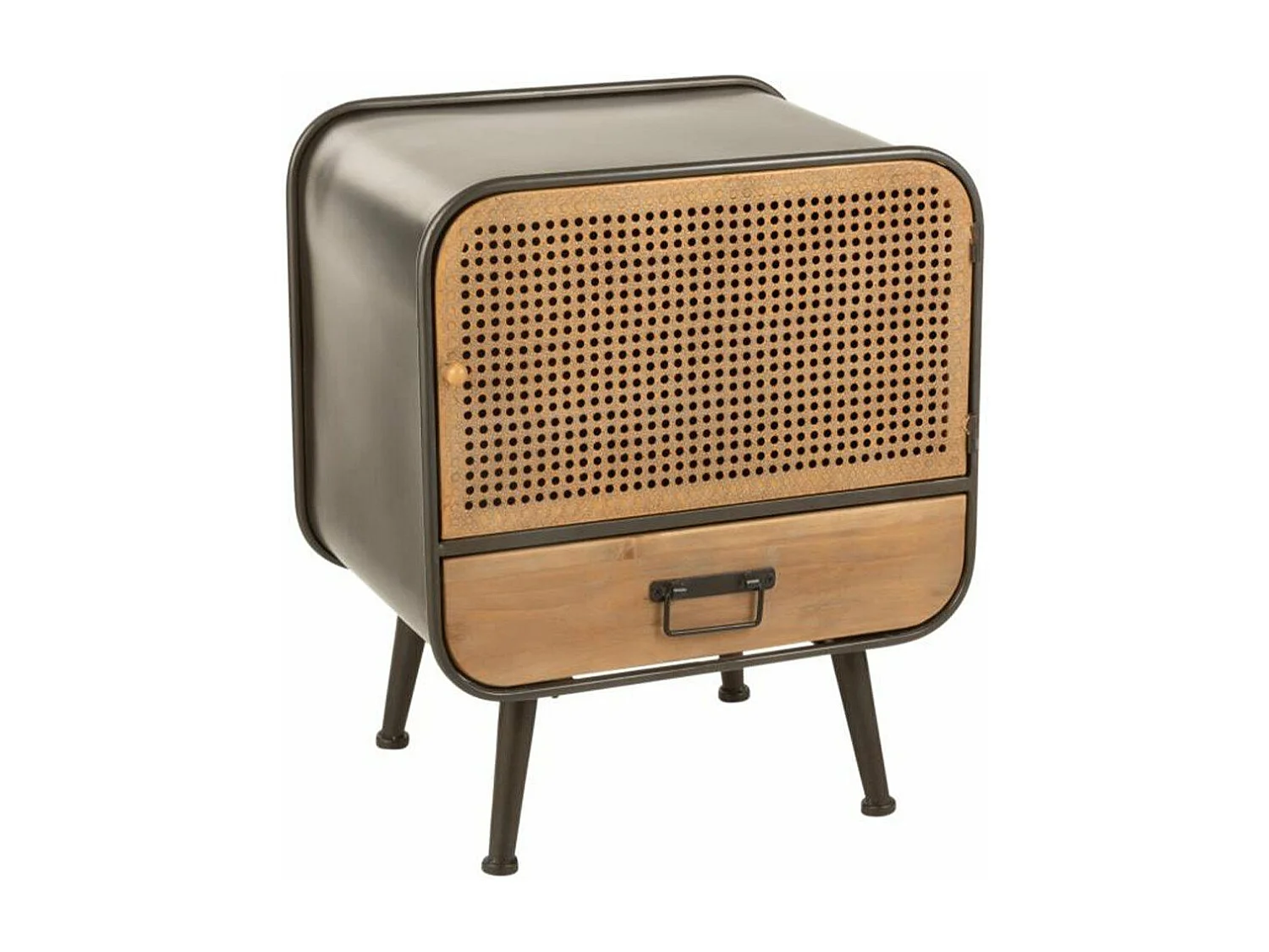 Table de Chevet 1 Tiroir 1 Porte avec Cannage - Vintage