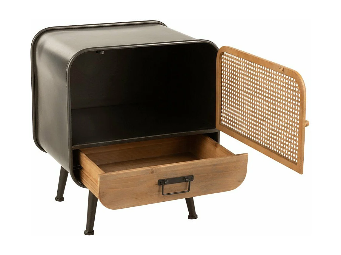 Table de Chevet 1 Tiroir 1 Porte avec Cannage - Vintage