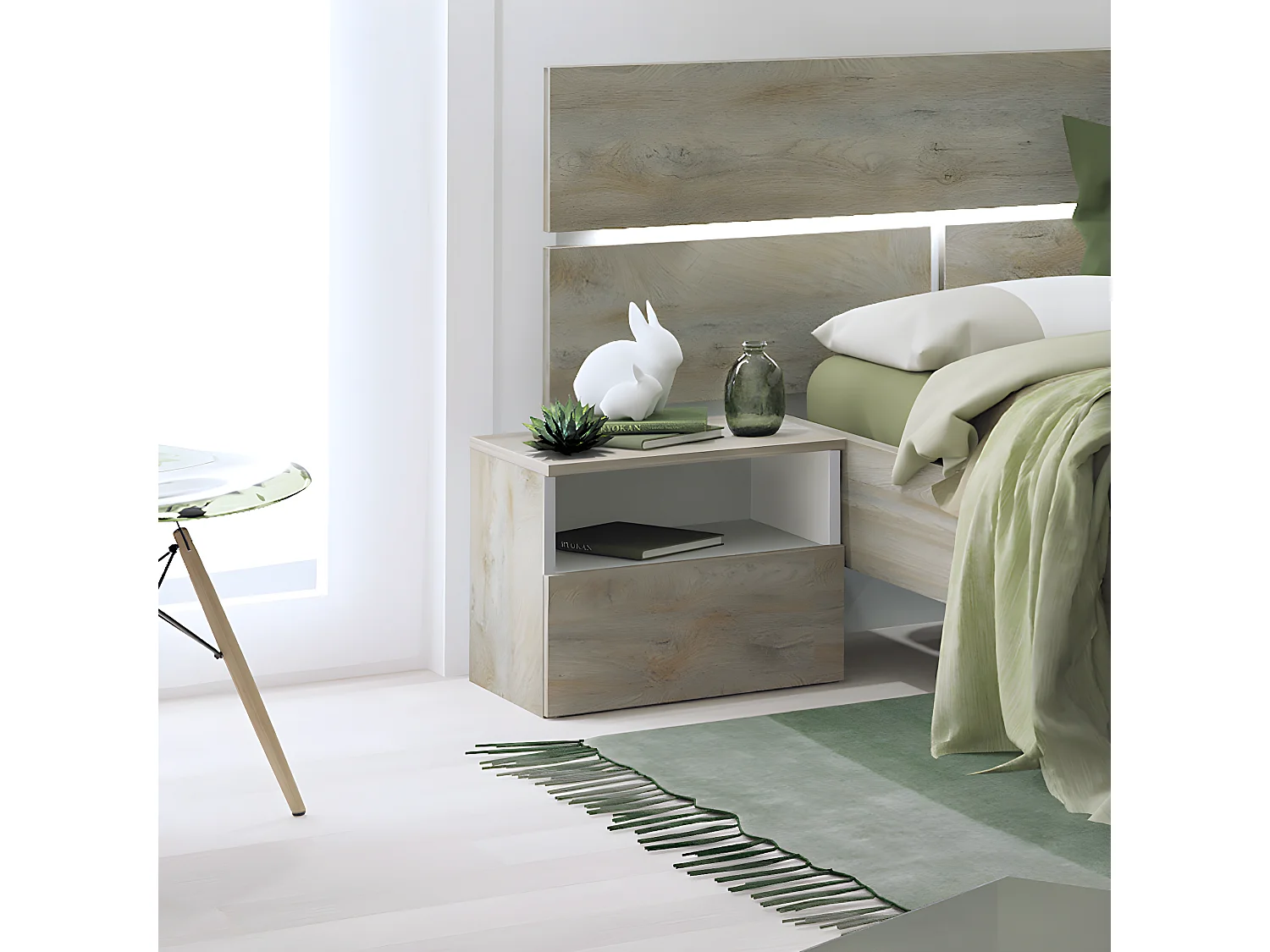 Chevet 1 tiroir et 1 niche L49 cm - Prado