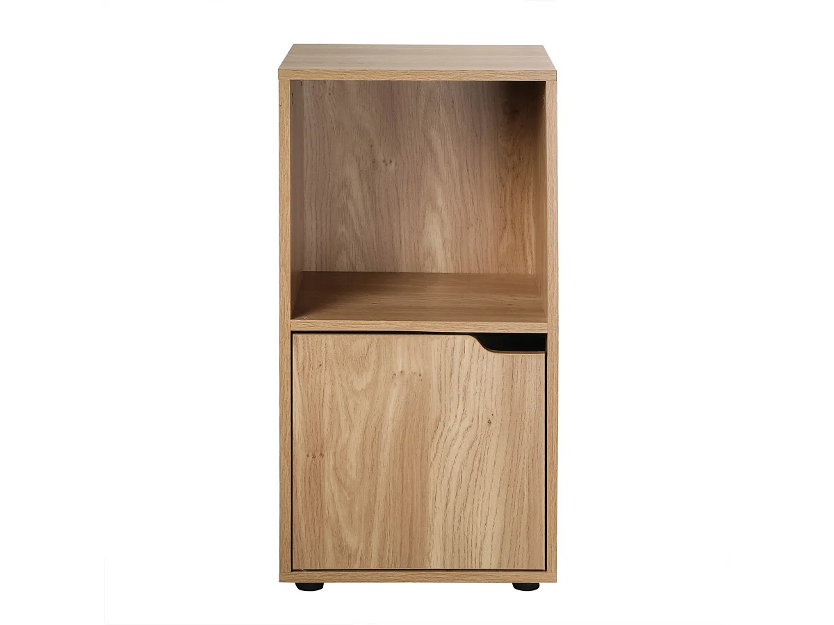 Set van 2 nachtkastjes met 2 compartimenten, houtdecor, 1 deur