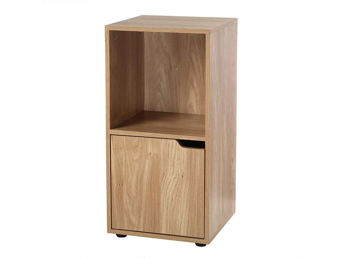 Set van 2 nachtkastjes met 2 compartimenten, houtdecor, 1 deur