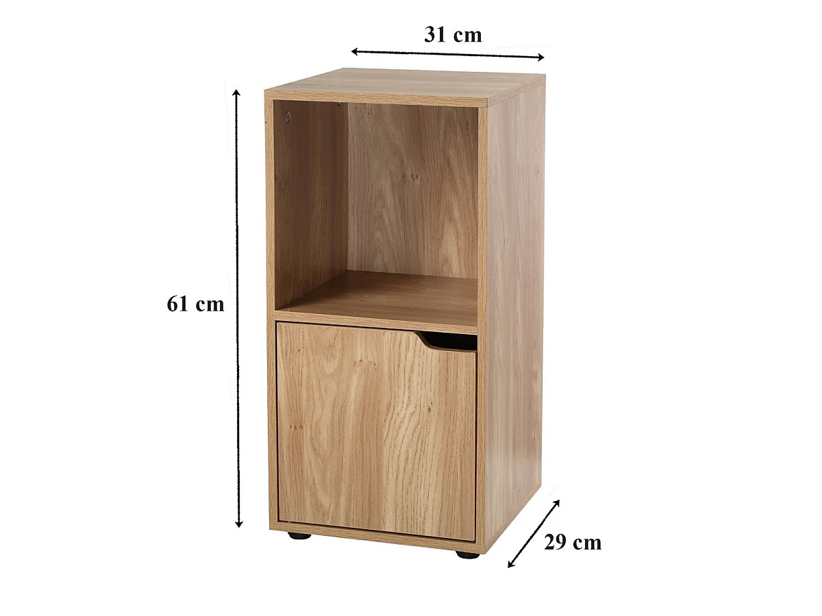Set van 2 nachtkastjes met 2 compartimenten, houtdecor, 1 deur