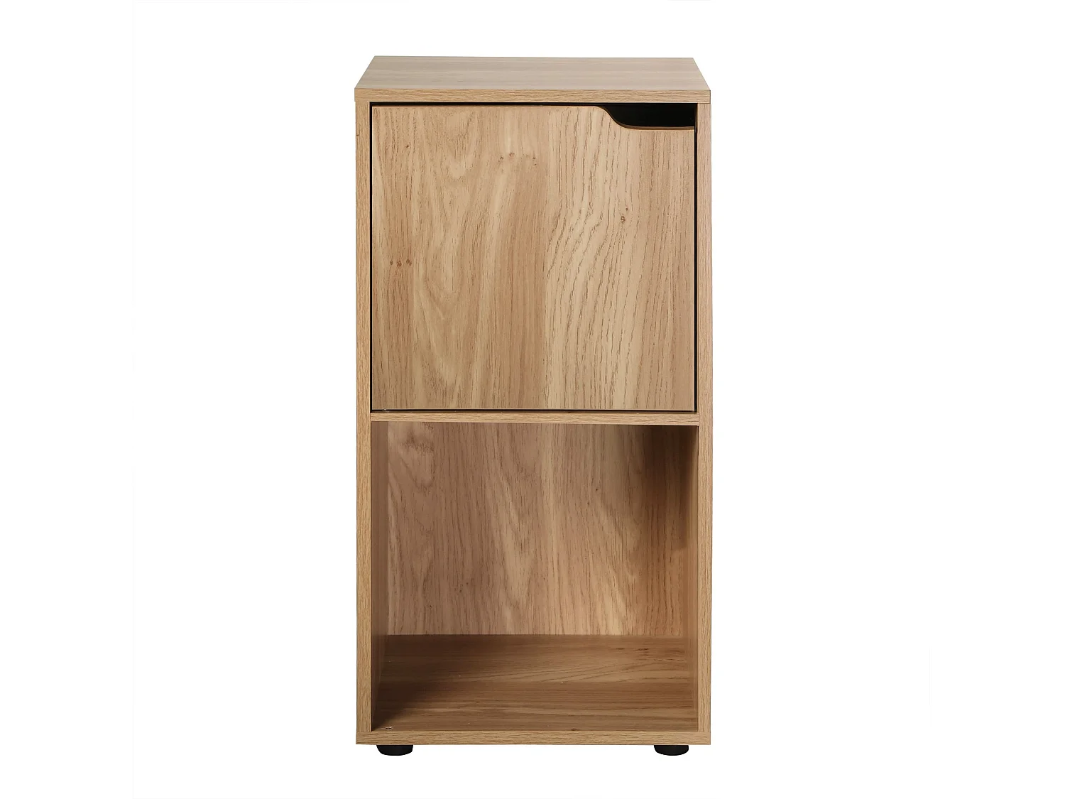 Set van 2 nachtkastjes met 2 compartimenten, houtdecor, 1 deur
