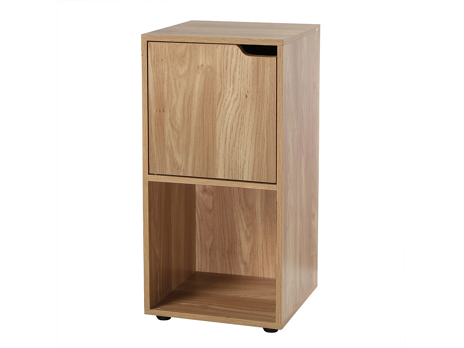 Set van 2 nachtkastjes met 2 compartimenten, houtdecor, 1 deur