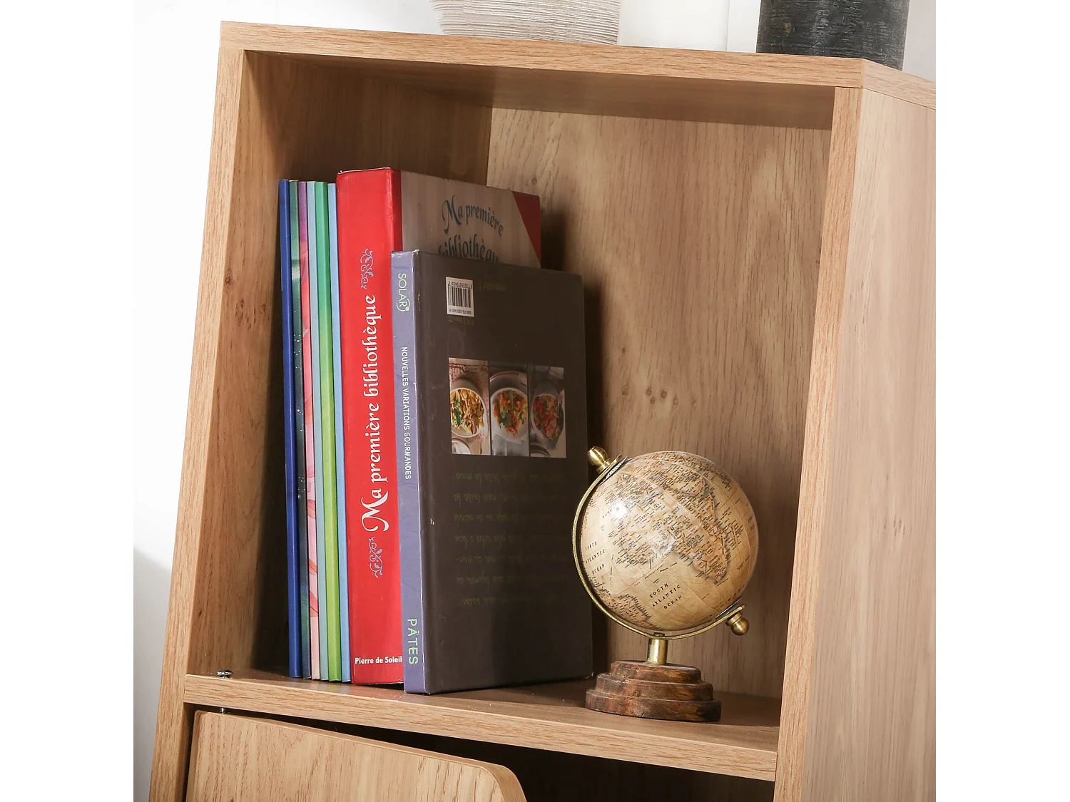 Set van 2 nachtkastjes met 2 compartimenten, houtdecor, 1 deur