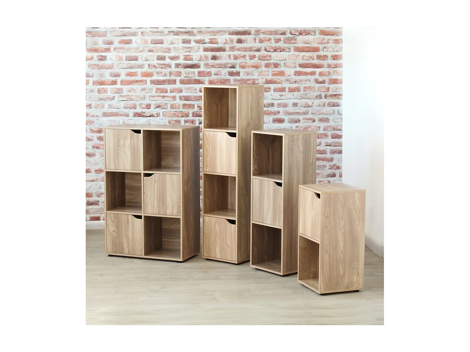 Table de chevet 2 cases décor bois 1 porte - Modu