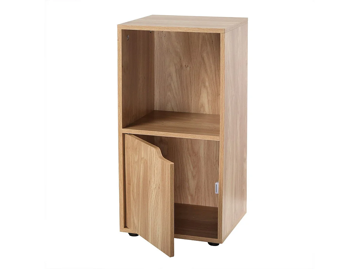 Table de chevet 2 cases décor bois 1 porte - Modu