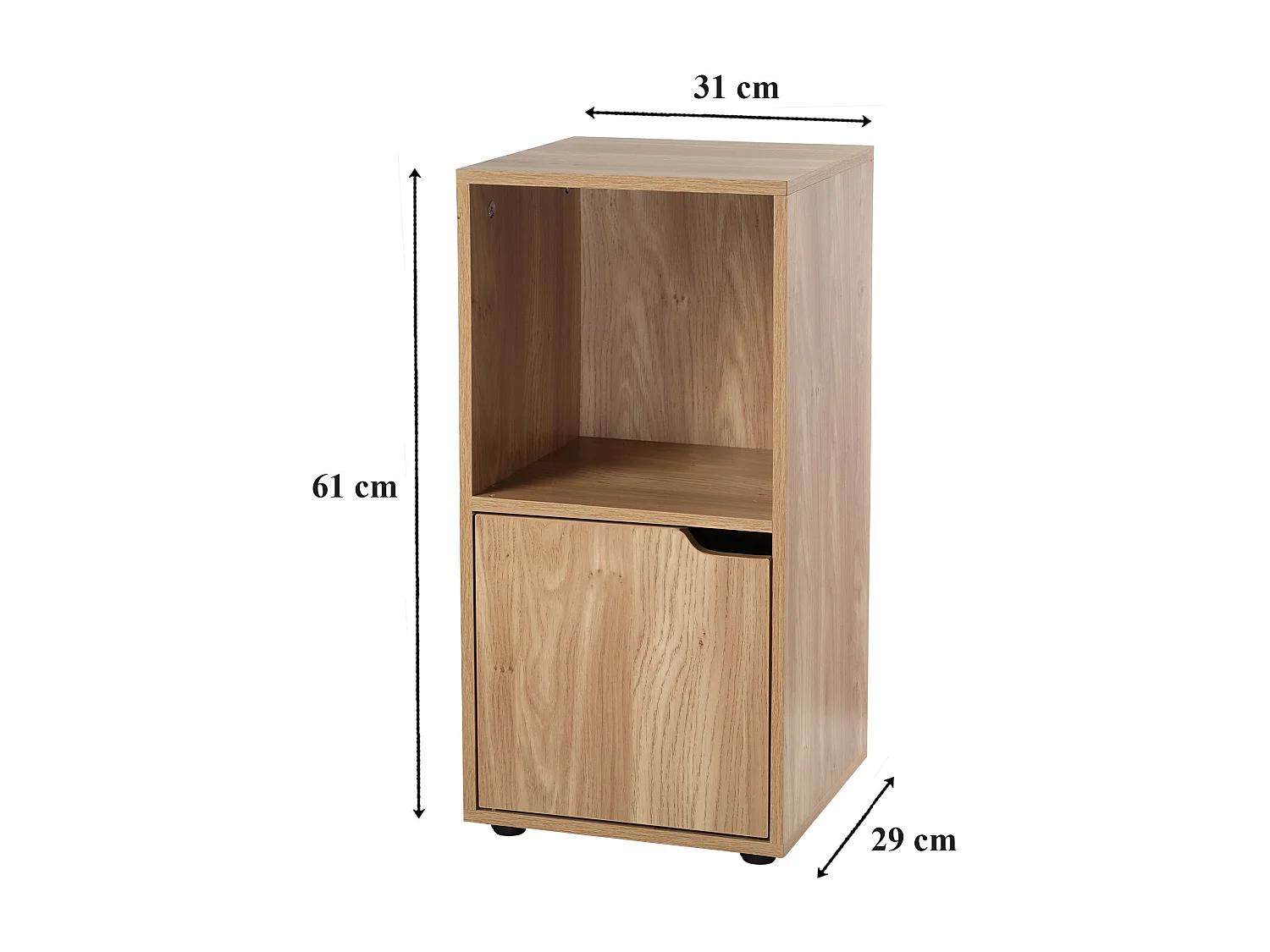 Table de chevet 2 cases décor bois 1 porte - Modu