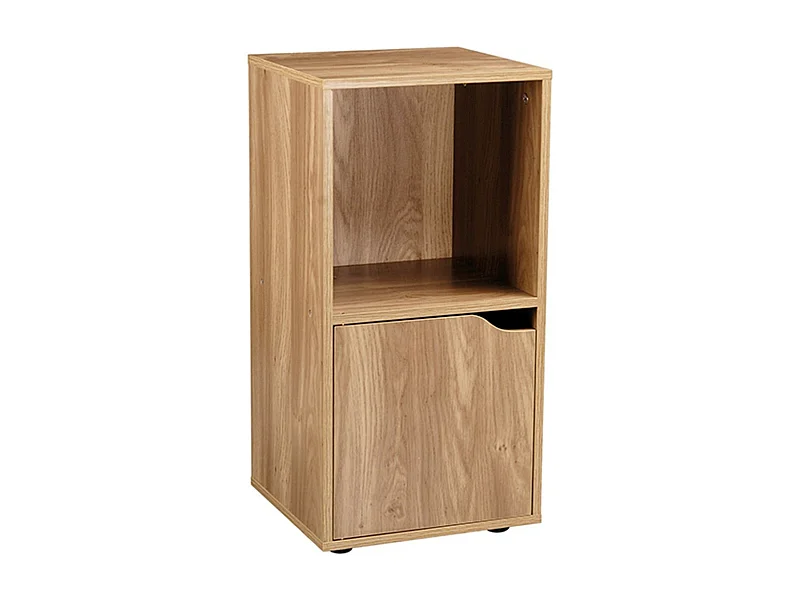 Table de chevet 2 cases décor bois 1 porte - Modu