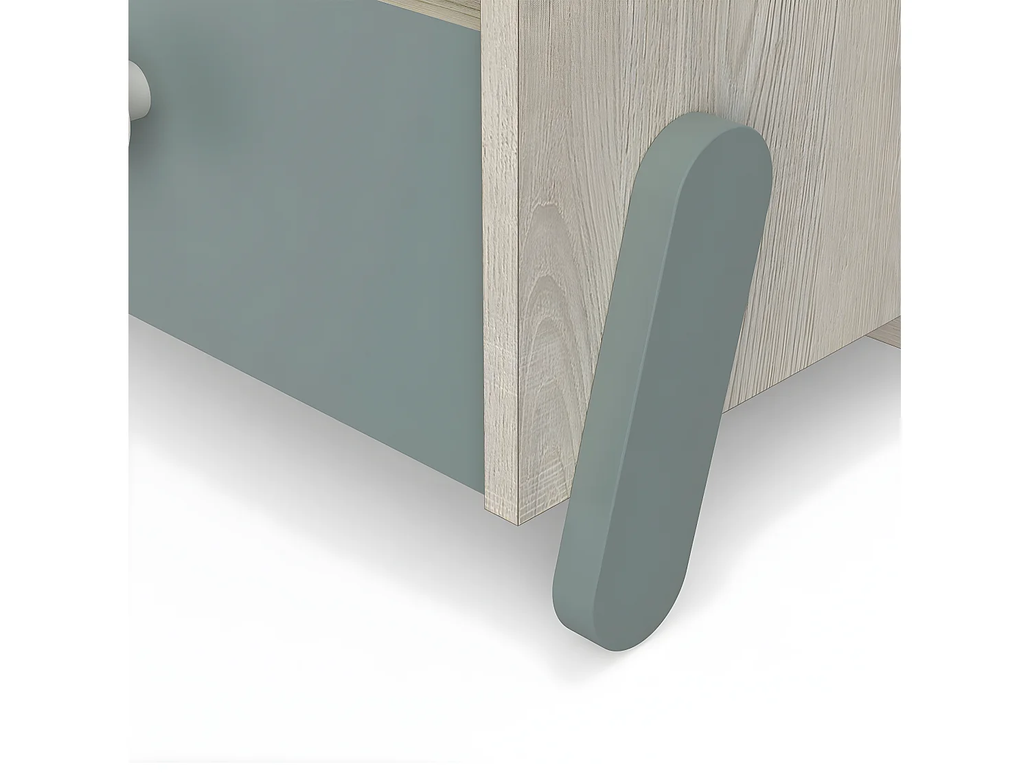 Nachttisch Skandinavisch 1 Schublade 1 Nische L39 cm, Holz und Grün - Ilian