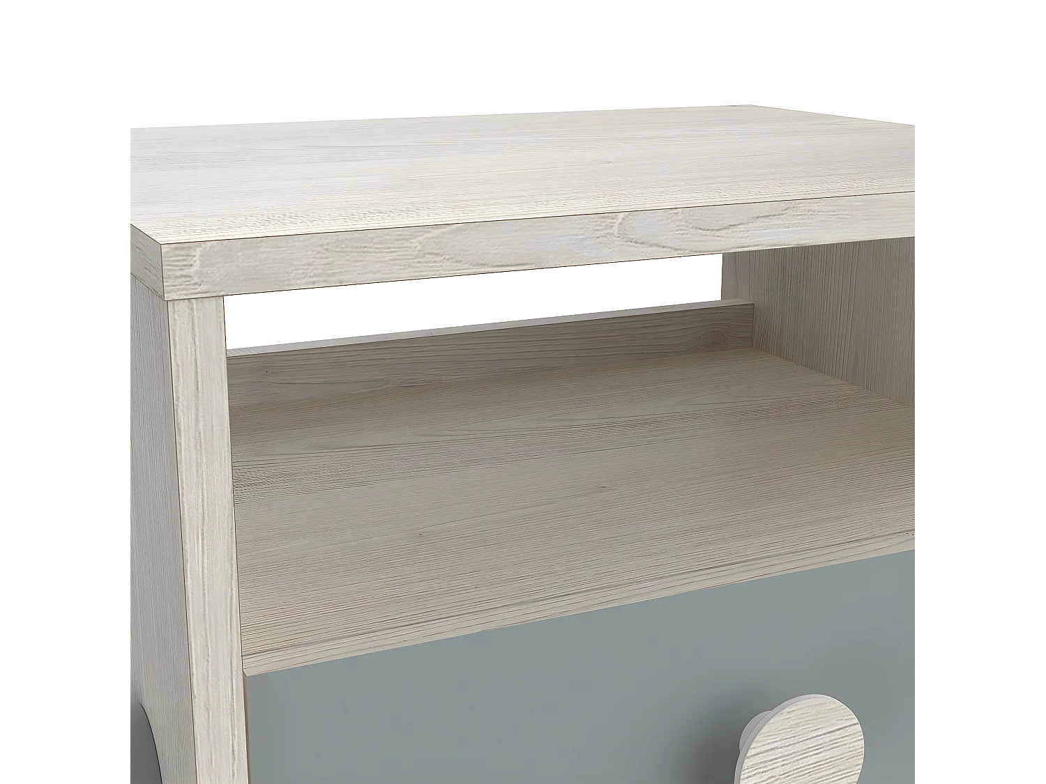 Nachttisch Skandinavisch 1 Schublade 1 Nische L39 cm, Holz und Grün - Ilian