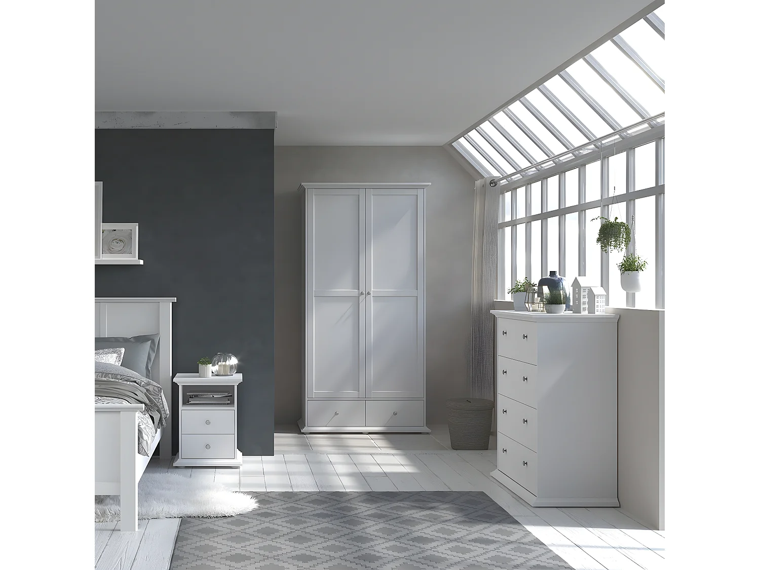 Nachtkastje 2 laden 1 vak L45 cm - Margaux