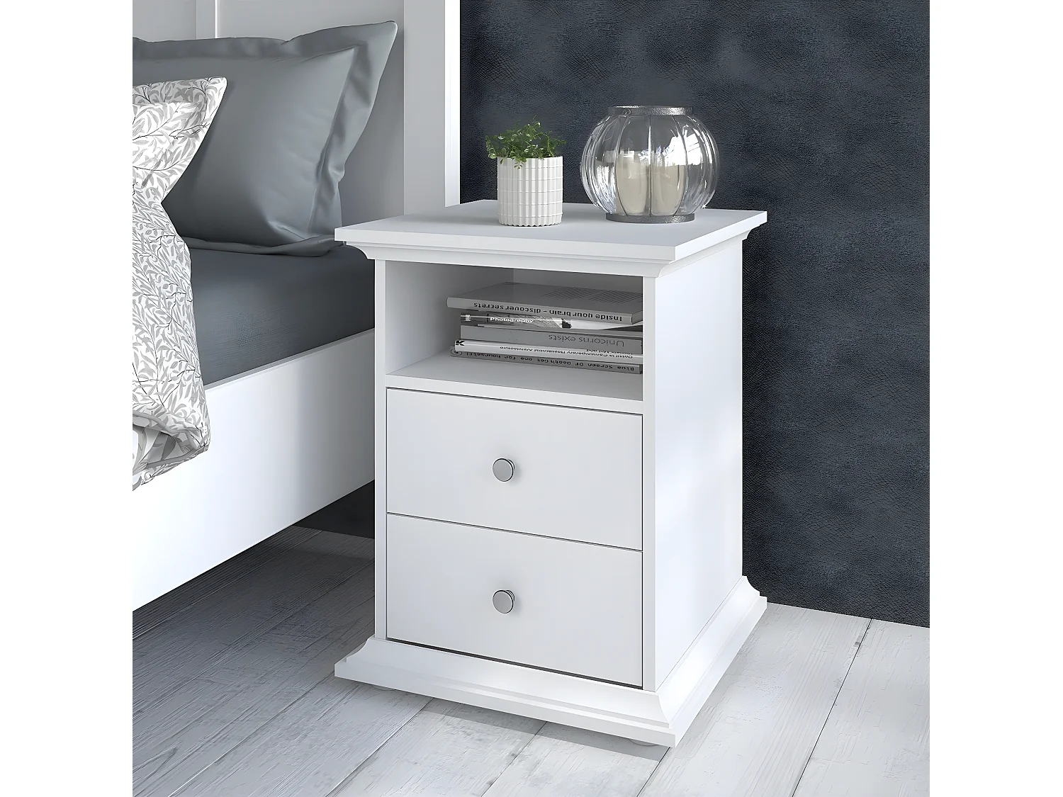 Nachtkastje 2 laden 1 vak L45 cm - Margaux