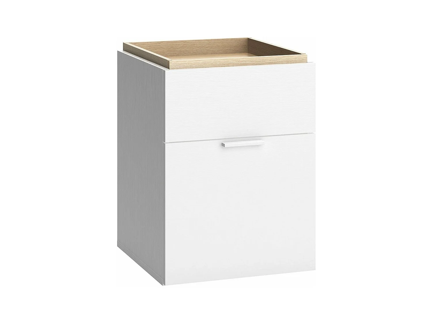 Chevet 2 tiroirs blanc et plateau bois - 4you