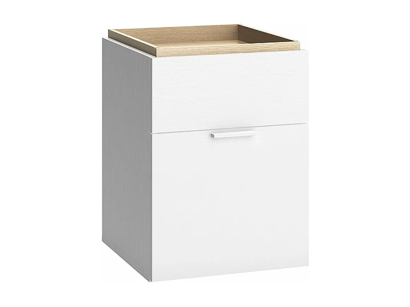 Comodino 2 cassetti bianco e piano in legno - 4you