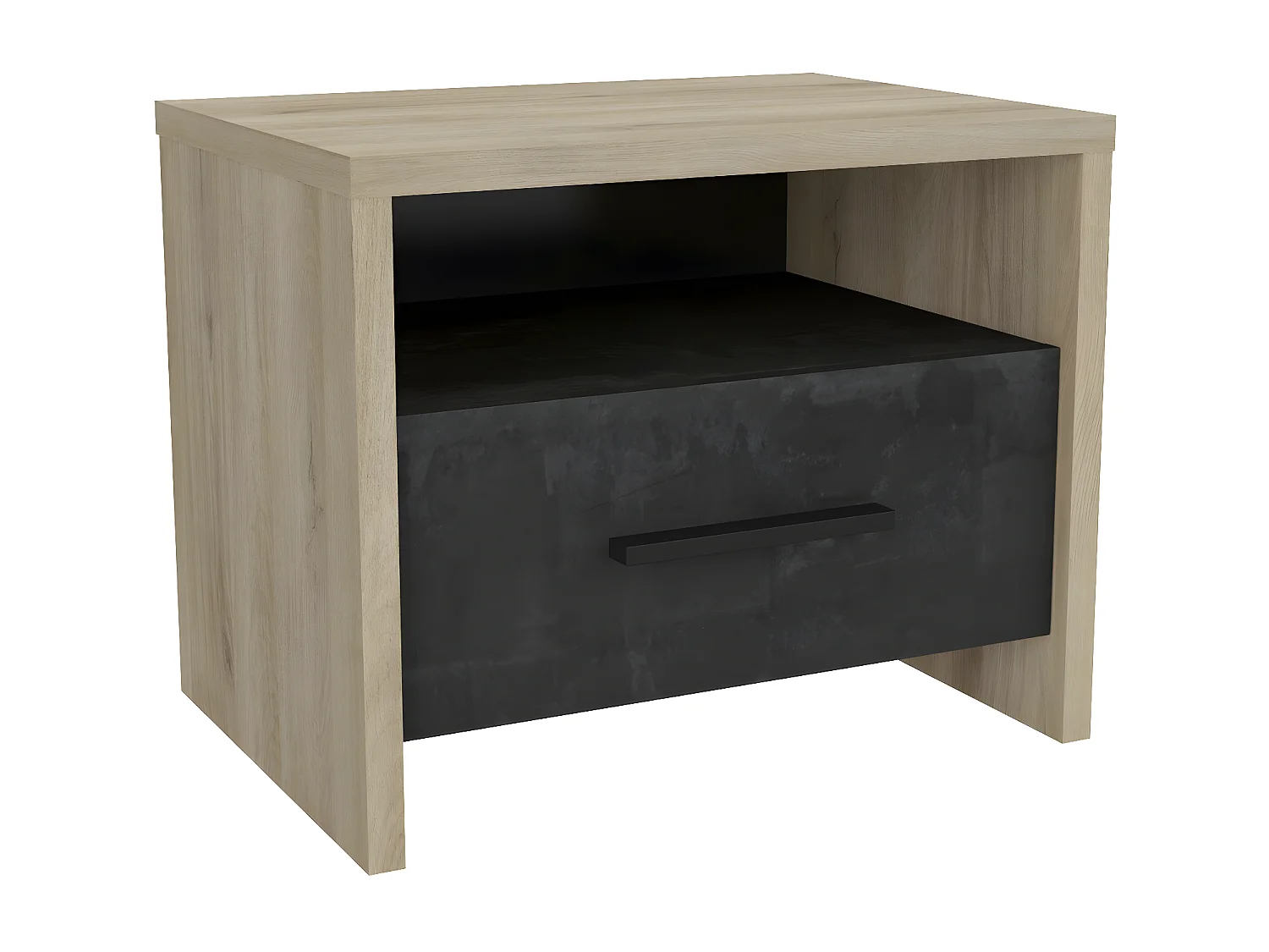 Chevet 1 Tiroir 1 Niche Décor chêne et noir L49.6 x H40 cm - Colorado