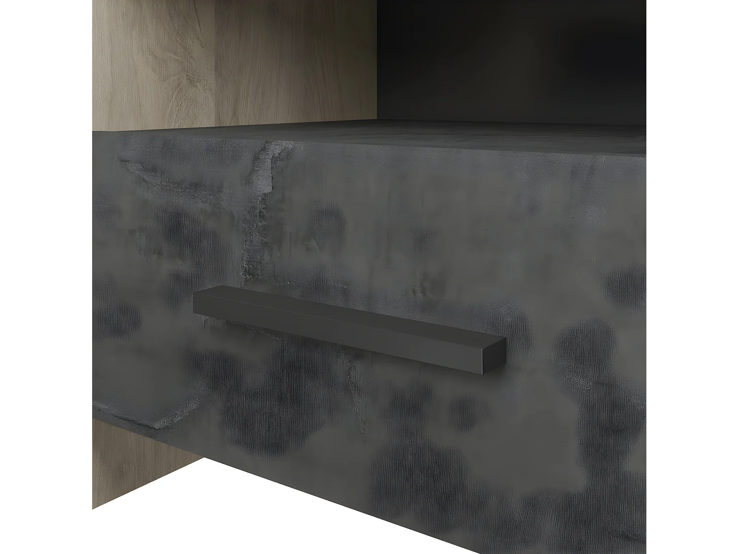 Chevet 1 Tiroir 1 Niche Décor chêne et noir L49.6 x H40 cm - Colorado