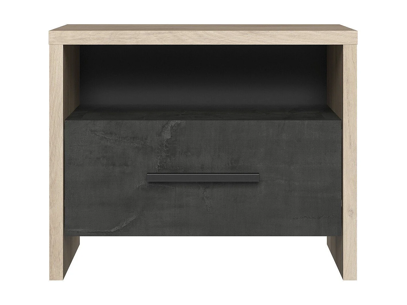 Chevet 1 Tiroir 1 Niche Décor chêne et noir L49.6 x H40 cm - Colorado