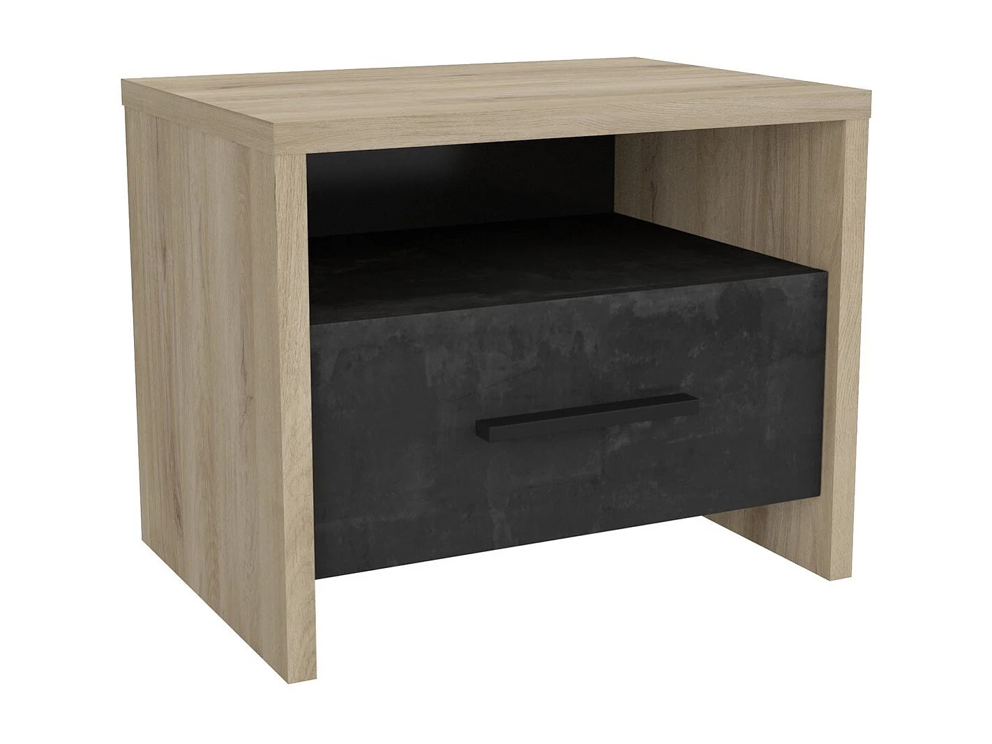 Chevet 1 Tiroir 1 Niche Décor chêne et noir L49.6 x H40 cm - Colorado