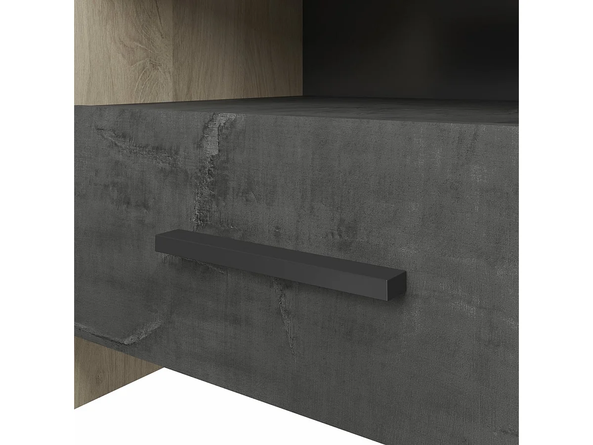Chevet 1 Tiroir 1 Niche Décor chêne et noir L49.6 x H40 cm - Colorado