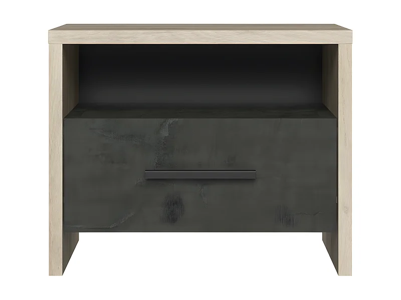 Chevet 1 Tiroir 1 Niche Décor chêne et noir L49.6 x H40 cm - Colorado