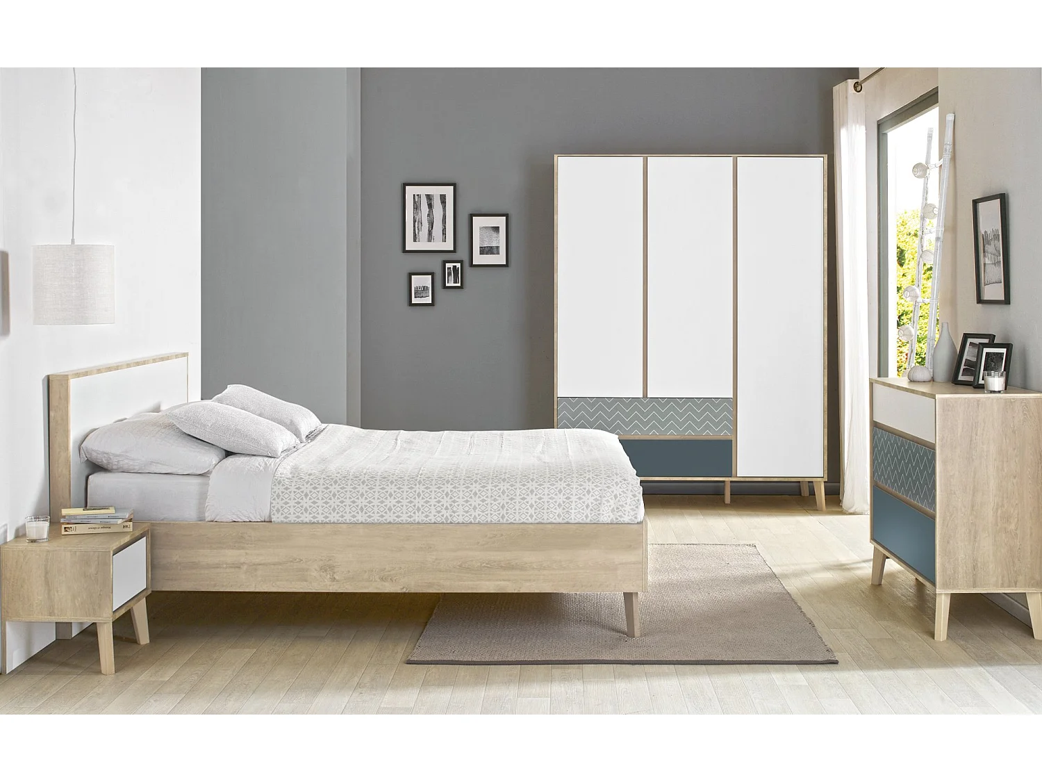 Chevet 1 tiroir Larvik - Fabrication Française