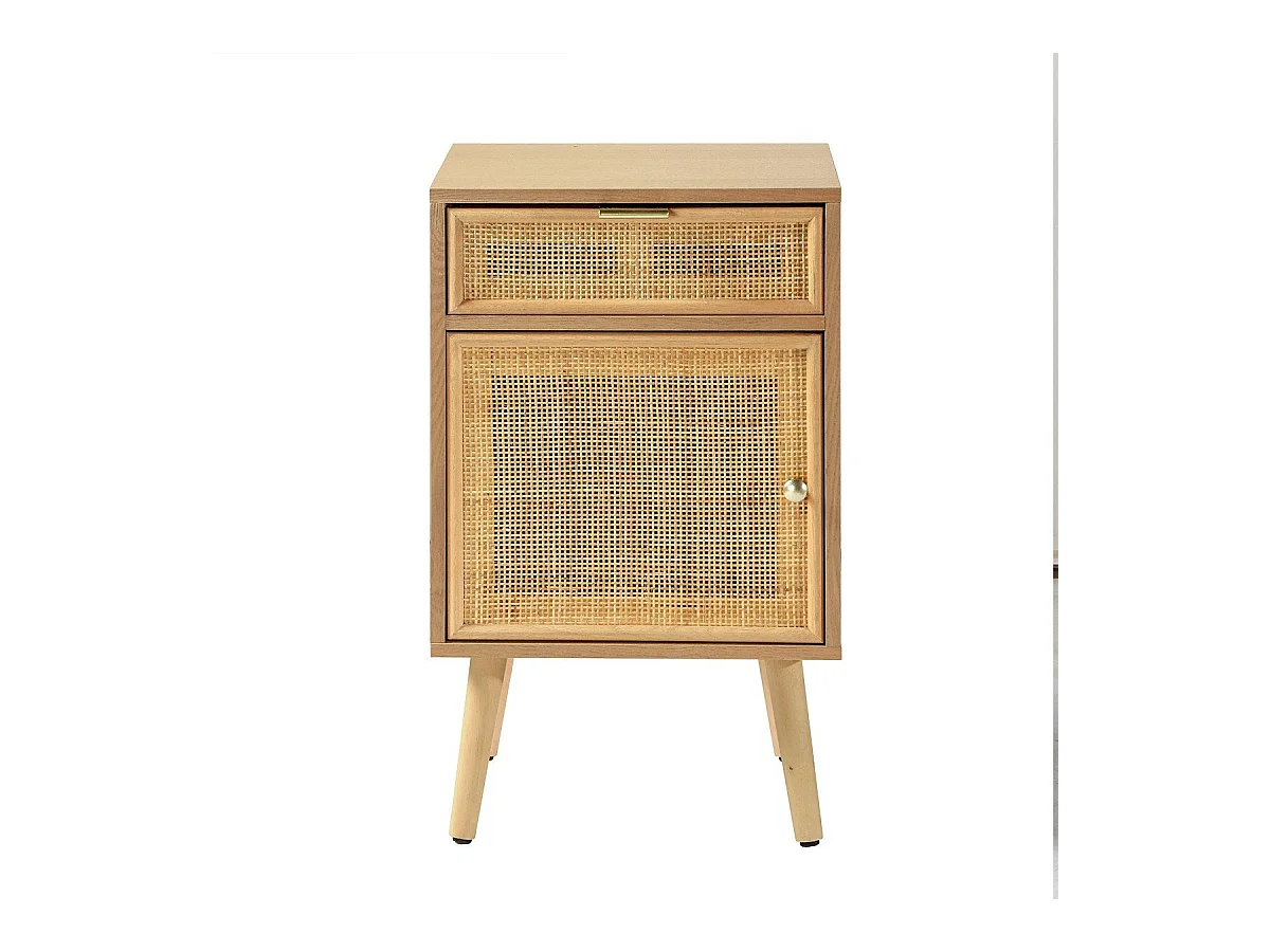 Table de chevet avec cannage en rotin naturel - MIYA
