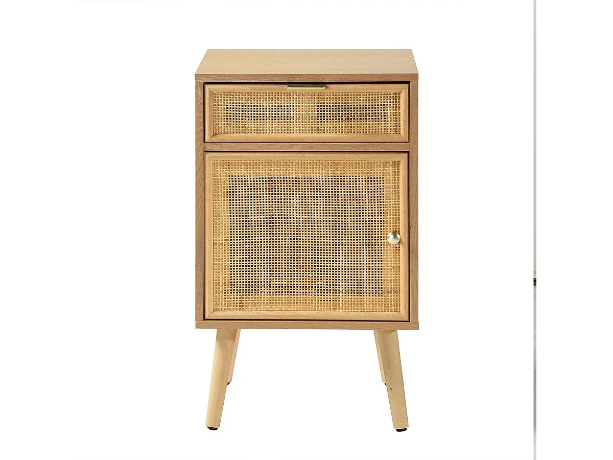 Table de chevet avec cannage en rotin naturel - MIYA