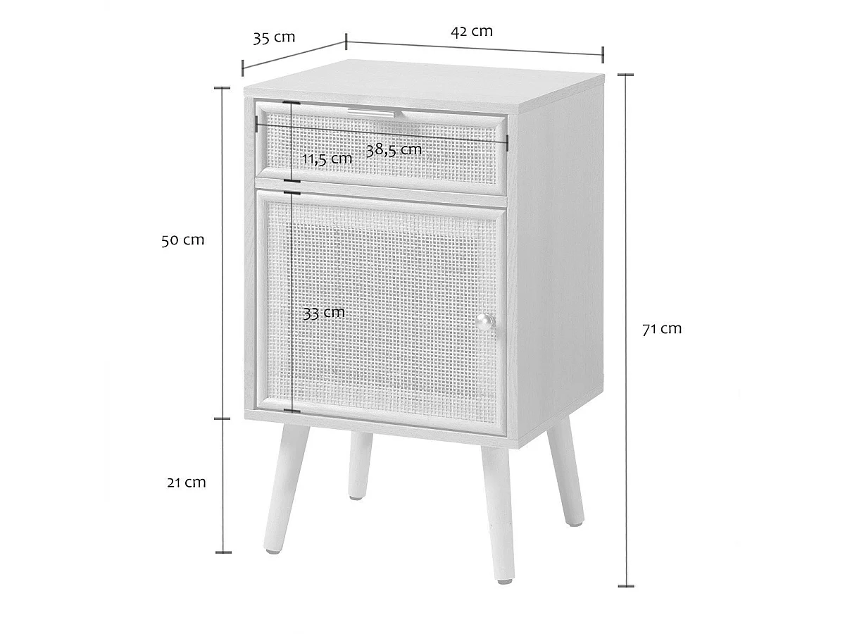 Table de chevet avec cannage en rotin naturel - MIYA