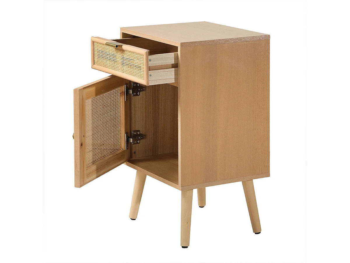 Table de chevet avec cannage en rotin naturel - MIYA