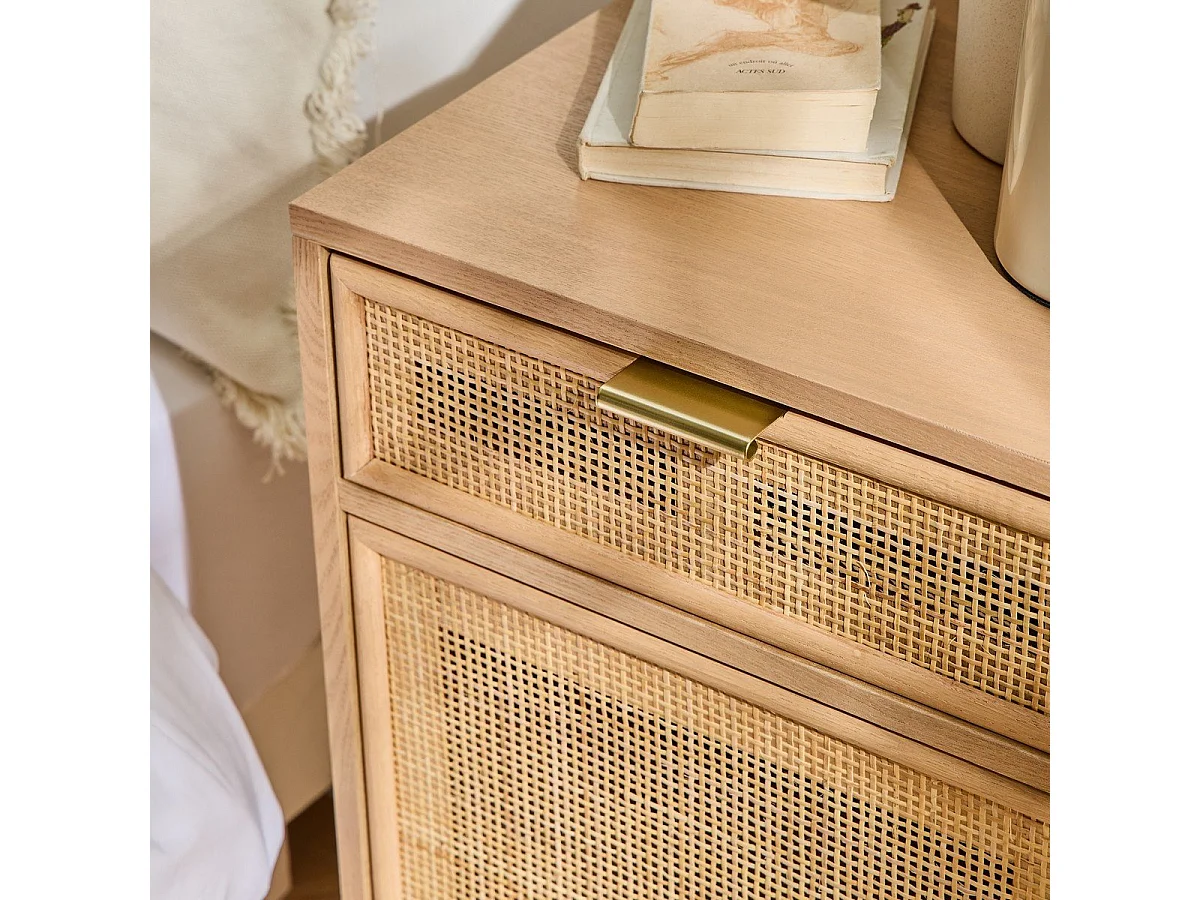 Table de chevet avec cannage en rotin naturel - MIYA