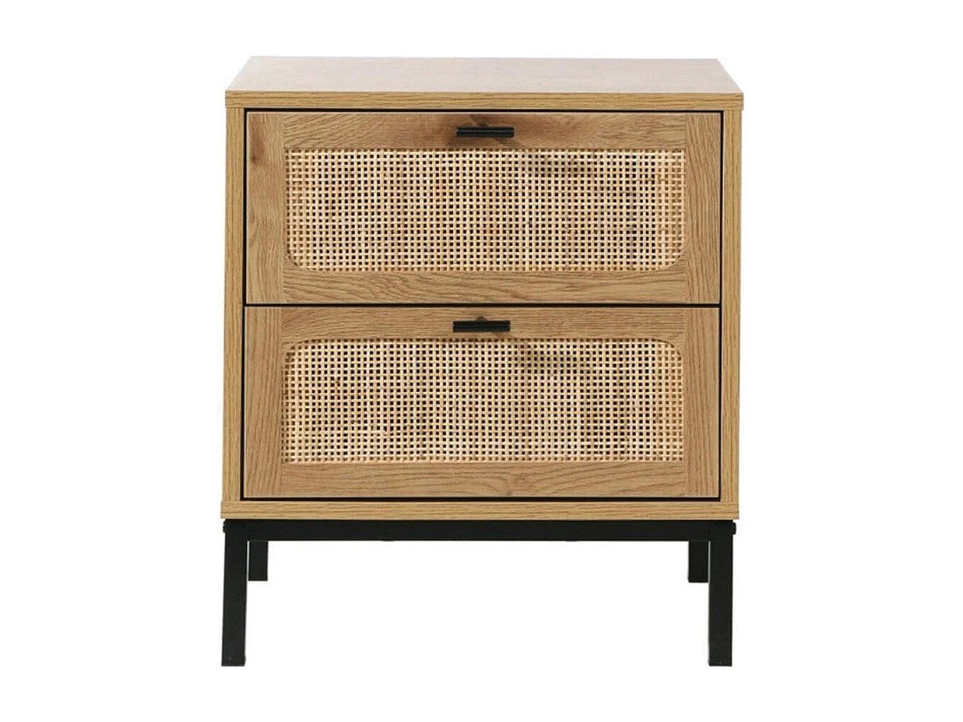 Comodino a 2 Cassetti con Impagliatura in Rattan H51 cm - JAYA
