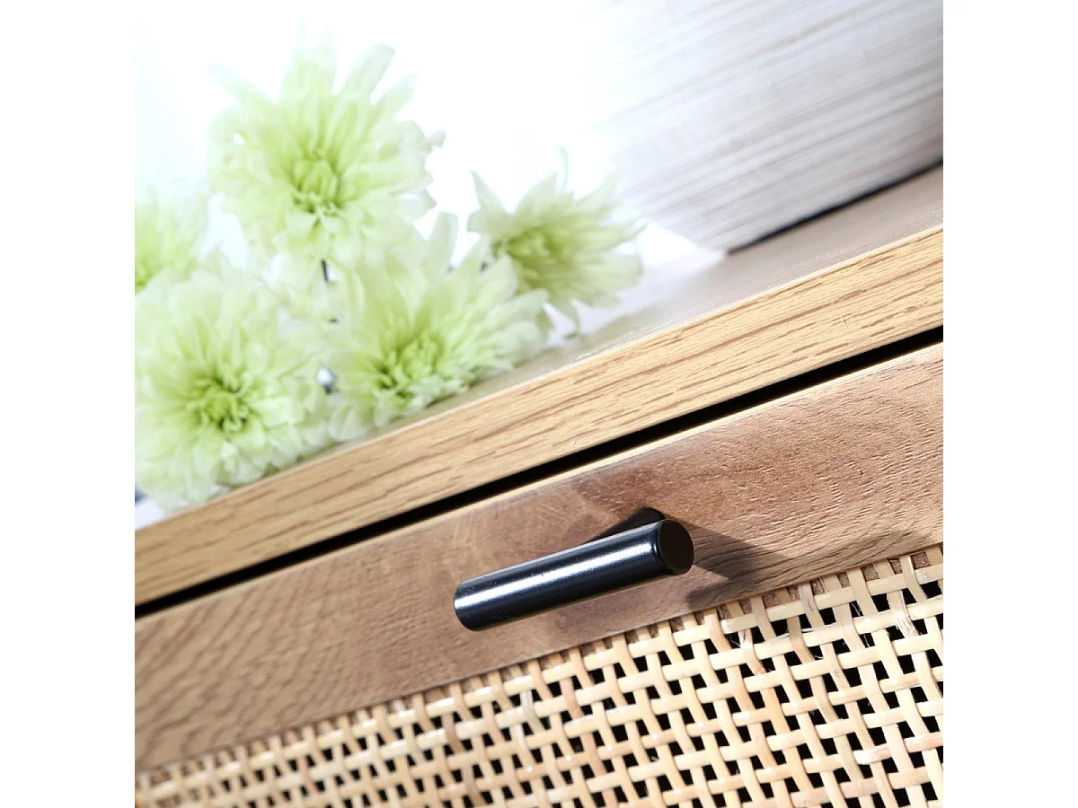 Comodino a 2 Cassetti con Impagliatura in Rattan H51 cm - JAYA