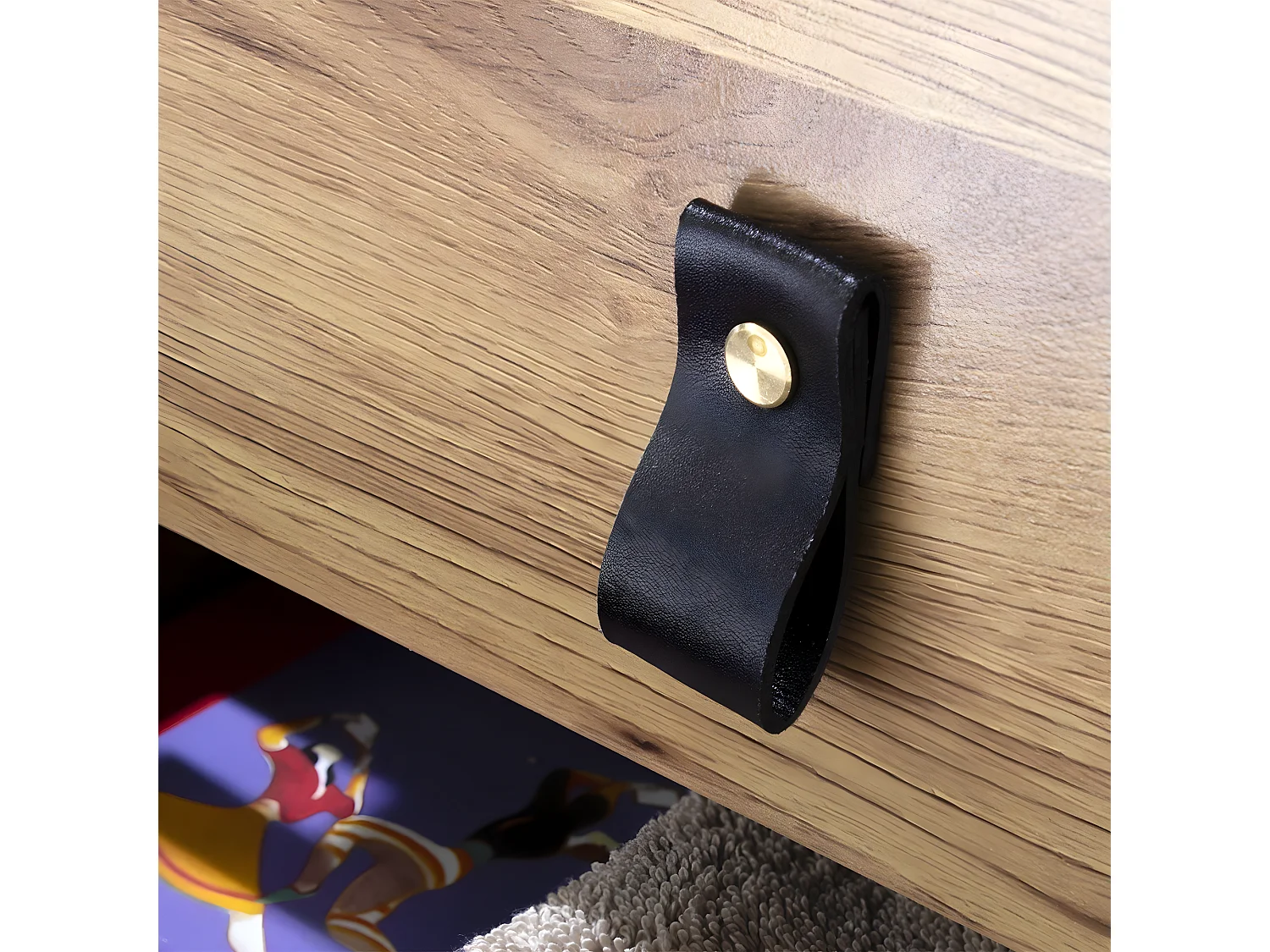 Nachttisch mit 2 Schubladen und Metallbeinen in Eichenoptik