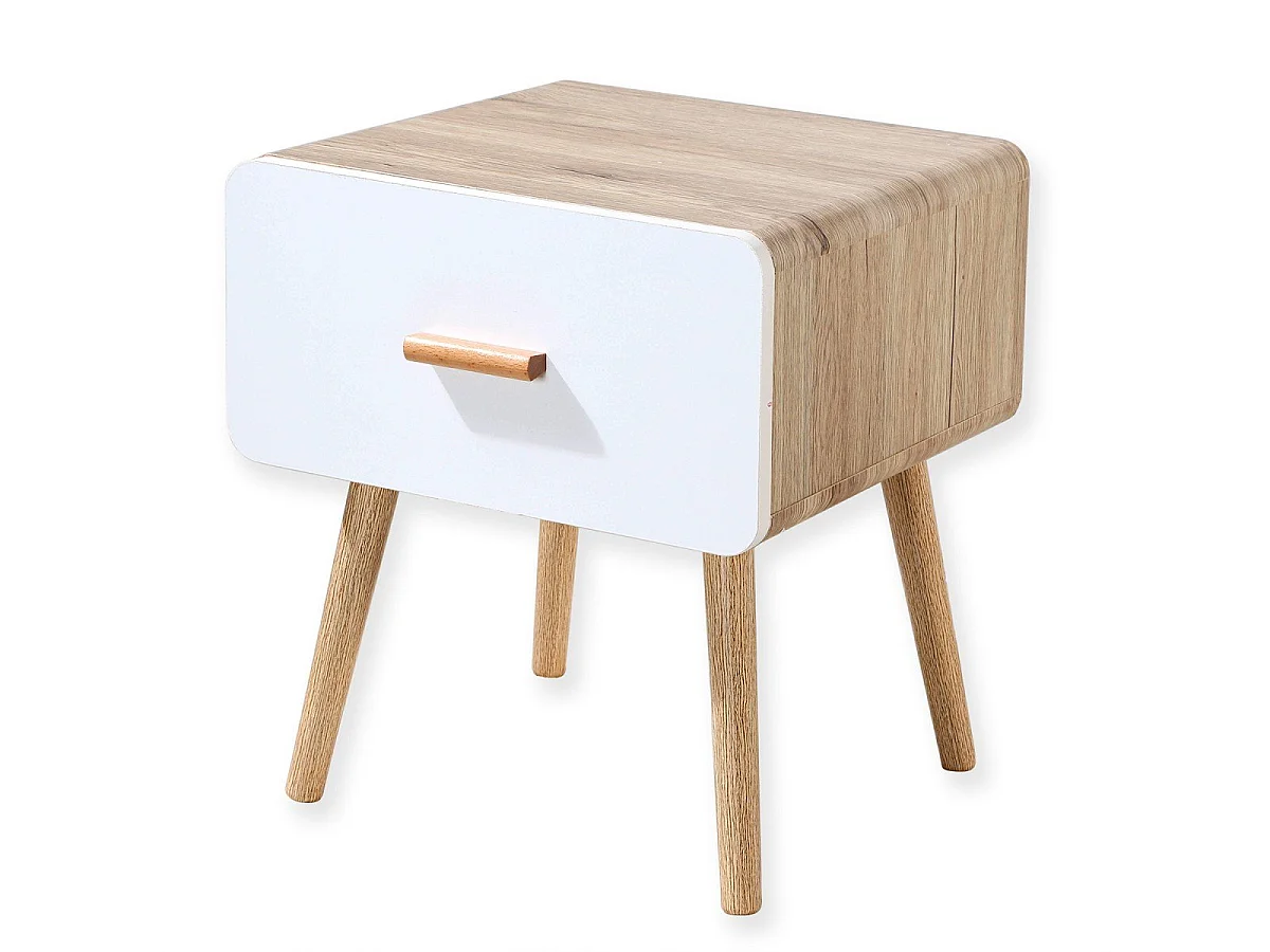 Comodino con 1 cassetto bordi arrotondati