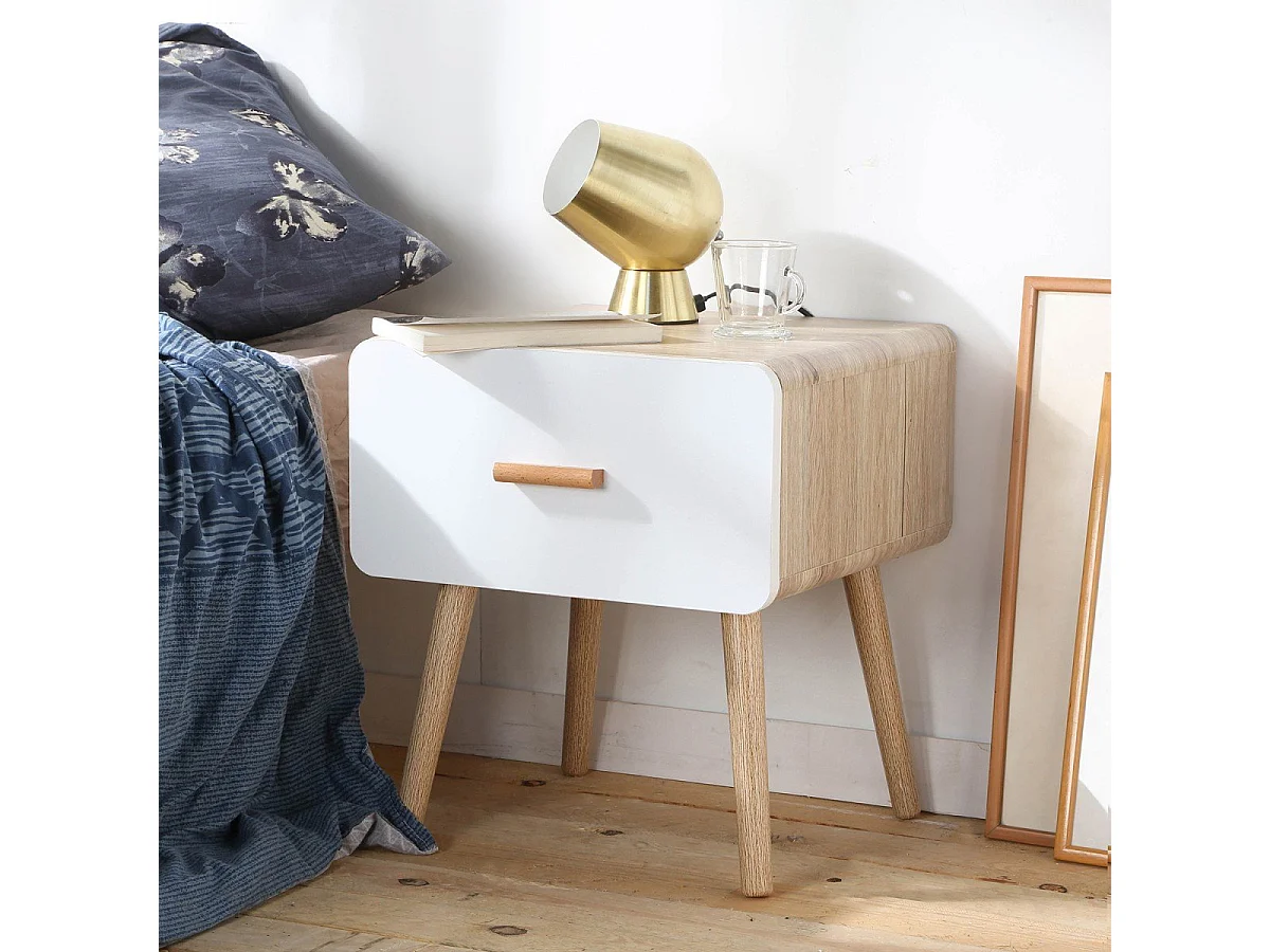 Comodino con 1 cassetto bordi arrotondati