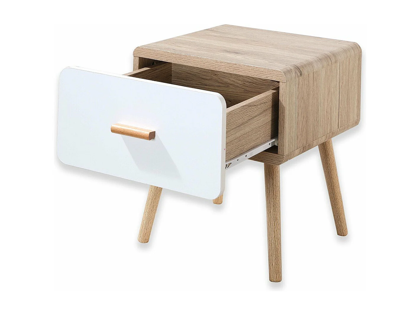 Comodino con 1 cassetto bordi arrotondati