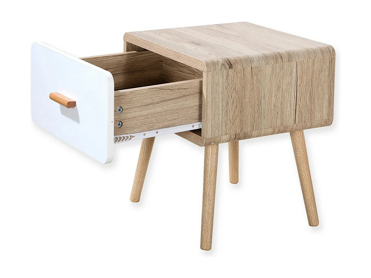 Comodino con 1 cassetto bordi arrotondati