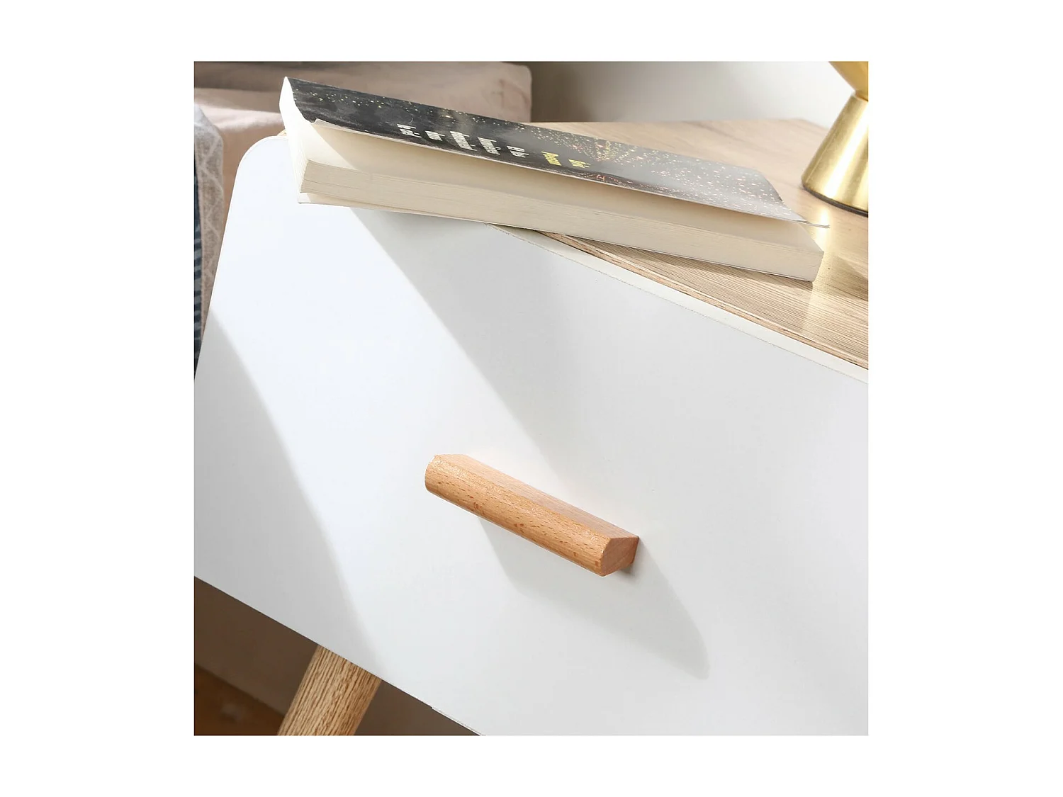 Comodino con 1 cassetto bordi arrotondati