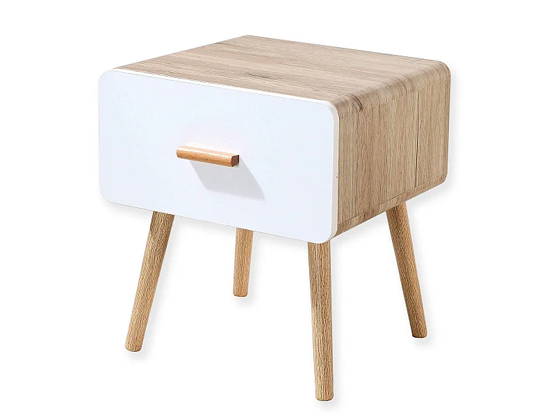 Comodino con 1 cassetto bordi arrotondati