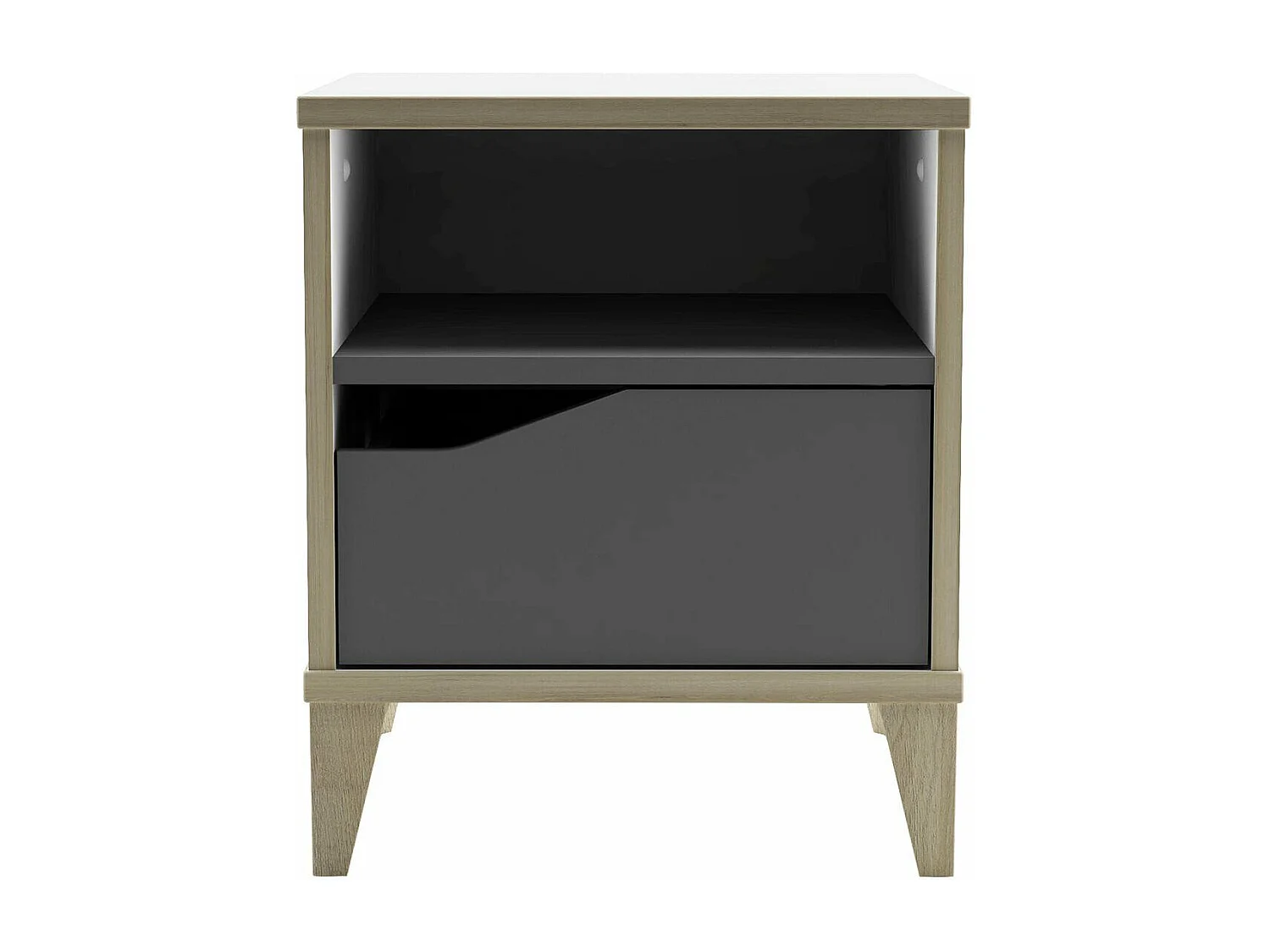 Chevet 1 Tiroir 1 Niche L36,8 cm, Blanc et gris - Genius