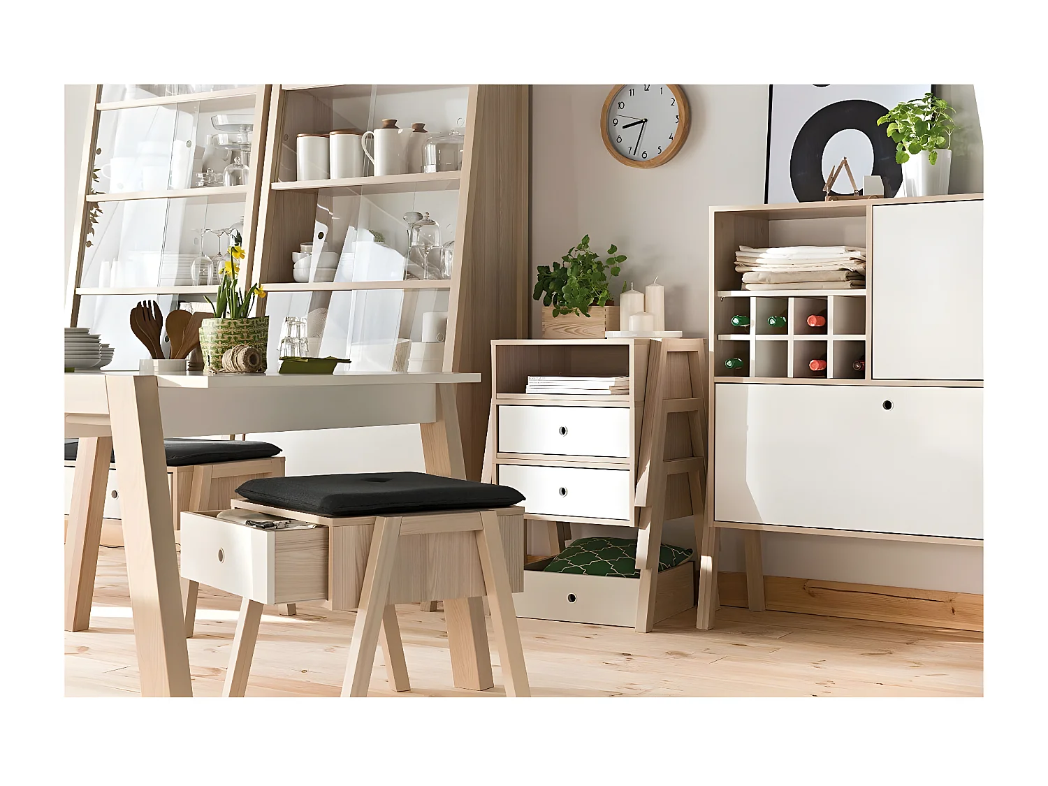 Table de chevet 1 tiroir tabouret empilable multiusage - SPOT