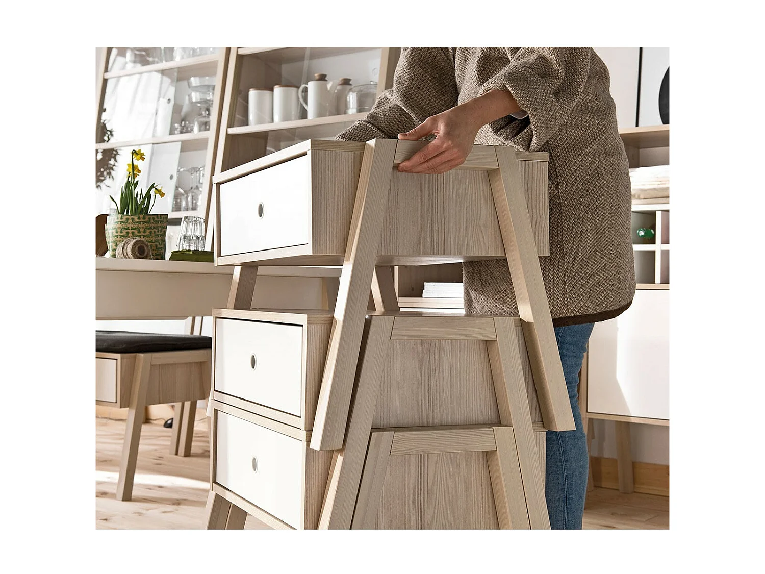 Table de chevet 1 tiroir tabouret empilable multiusage - SPOT