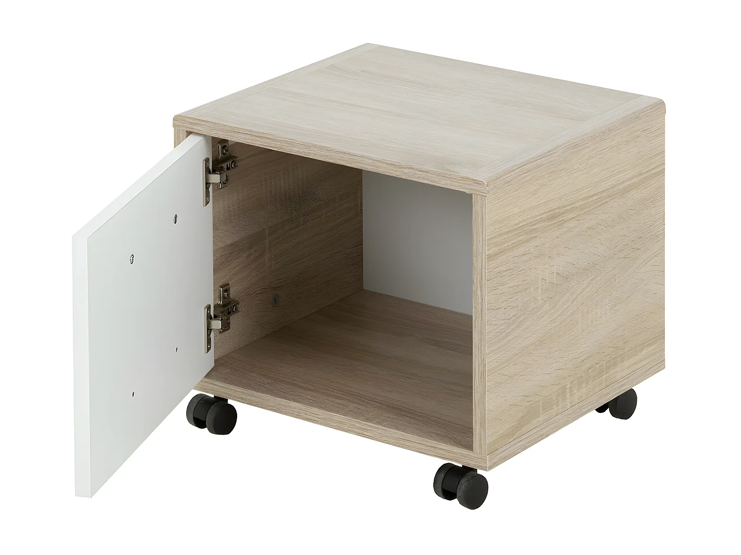 Chevet une porte sur roulettes couleur chêne - Fabrication Française